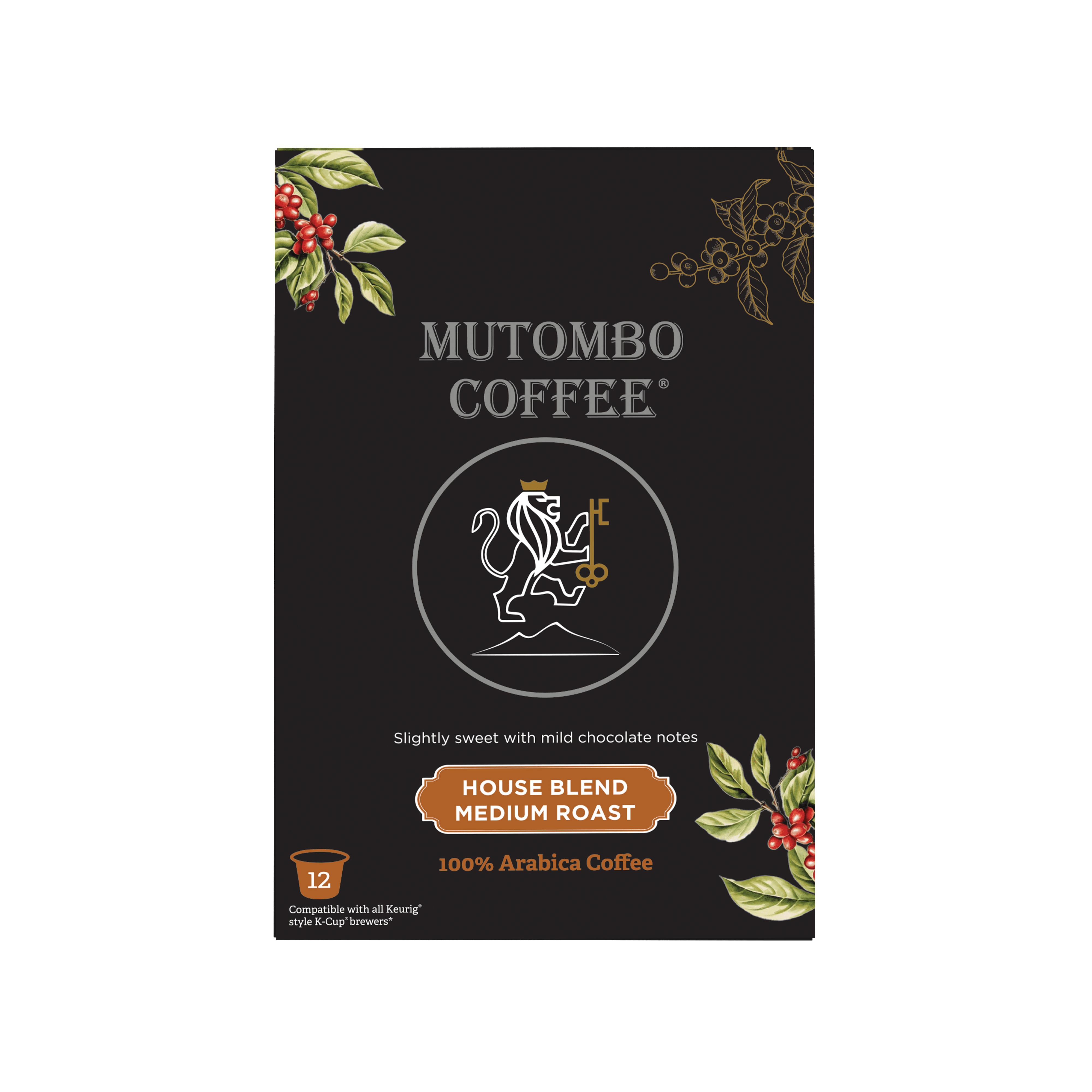 Mutombo Coffee | House Blend, Medium, Dark Roast , K Cups , 12 & 24 count