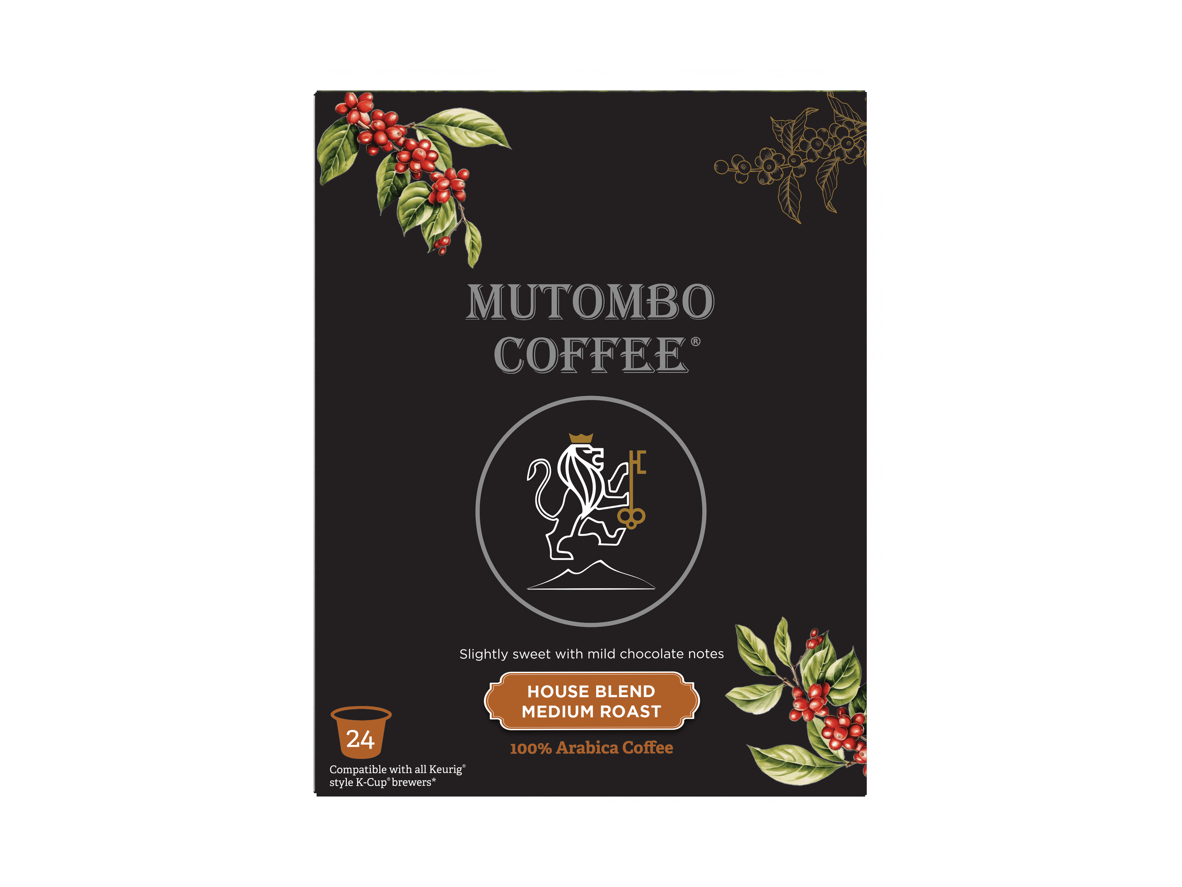 Mutombo Coffee | House Blend, Medium, Dark Roast , K Cups , 12 & 24 count