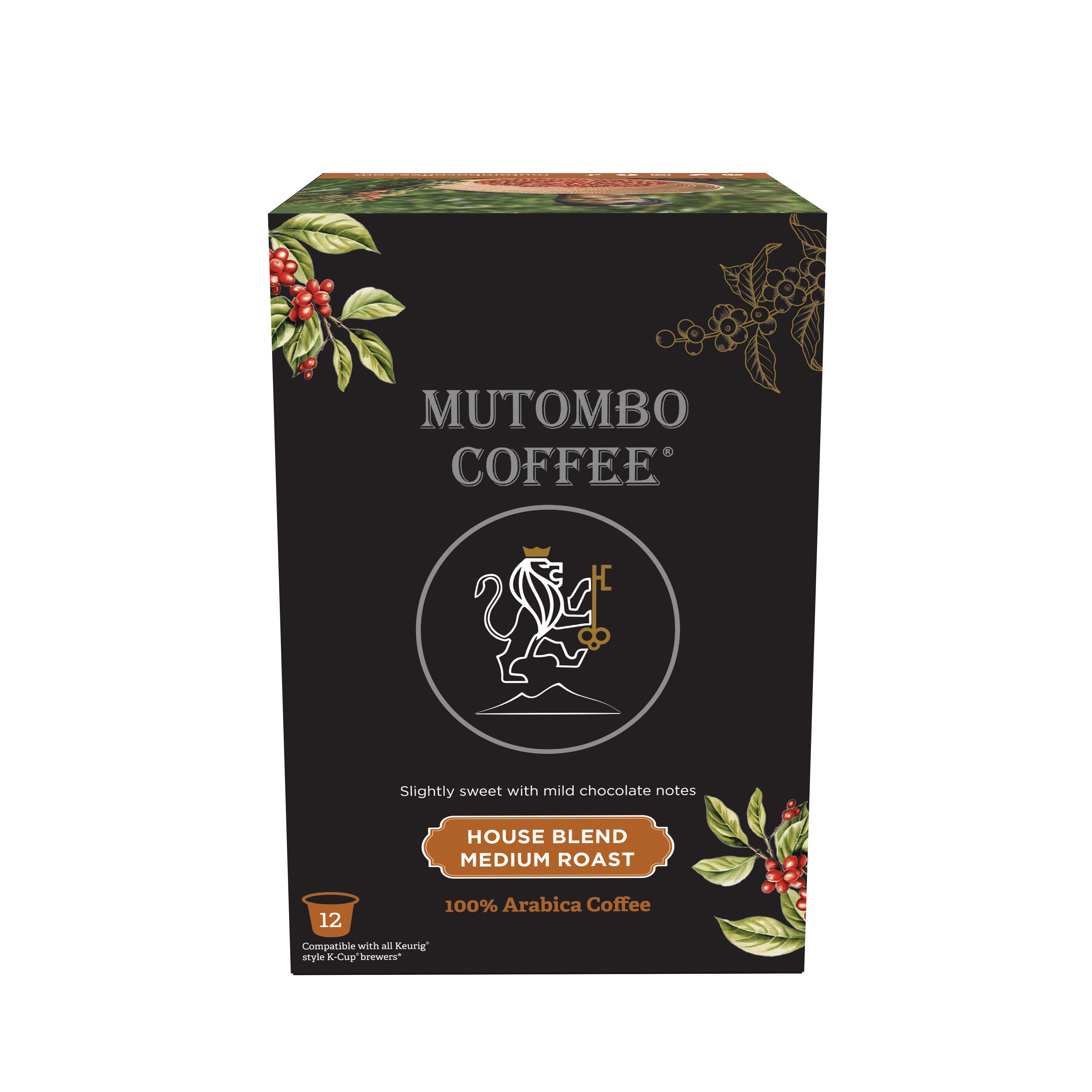 Mutombo Coffee | House Blend, Medium, Dark Roast , K Cups , 12 & 24 count