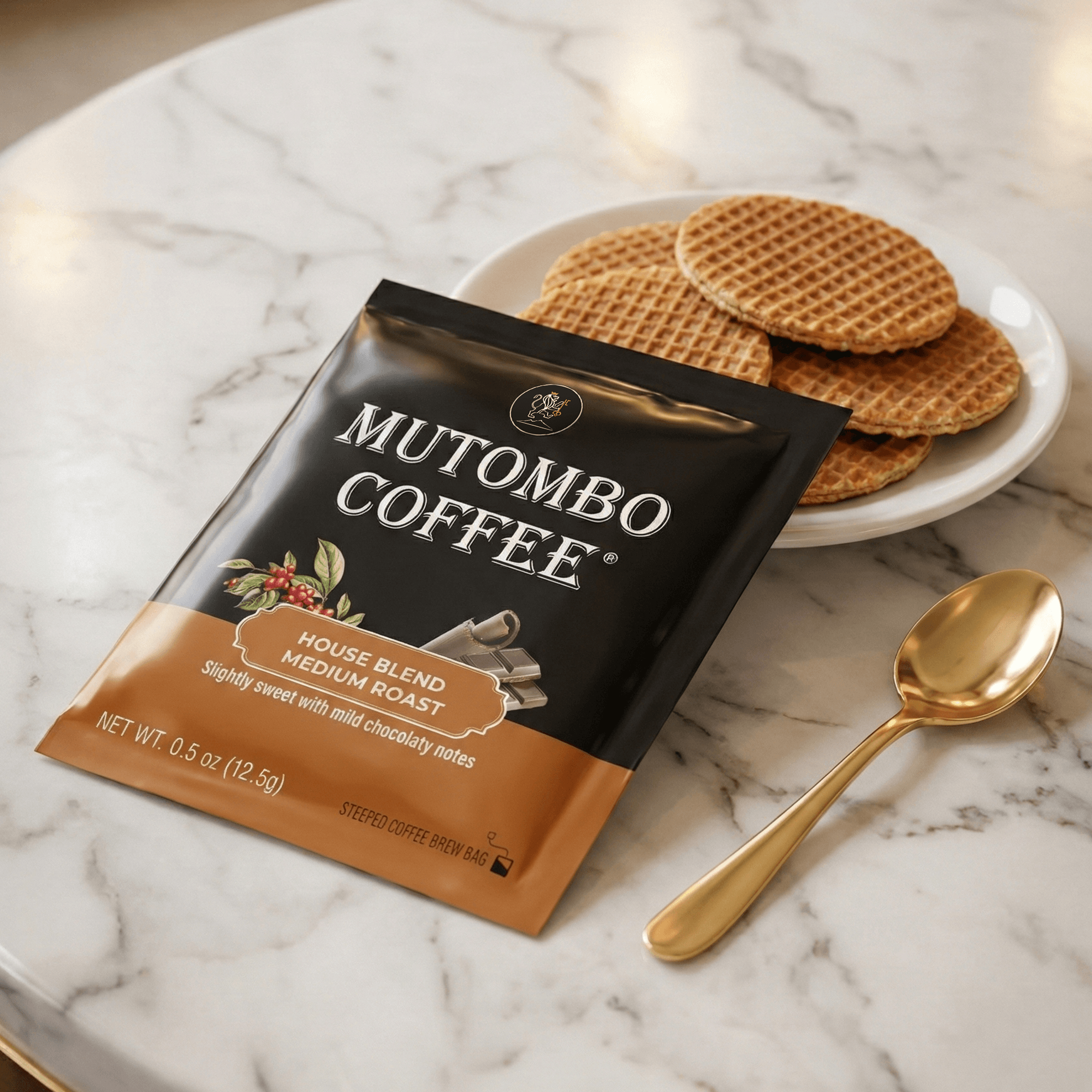 For Sample - Mutombo Coffee | House Blend, Medium Roast | Bag, 8 count Coffee Sachet - Mutombo Coffee