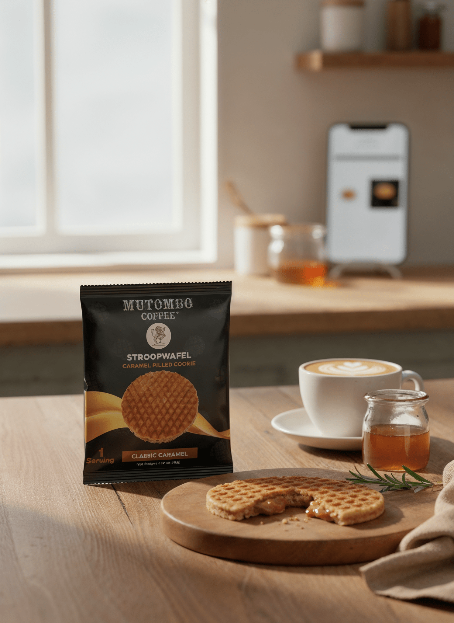 Mutombo Coffee Caramel Stroopwafel 1 Count Pack - Mutombo Coffee