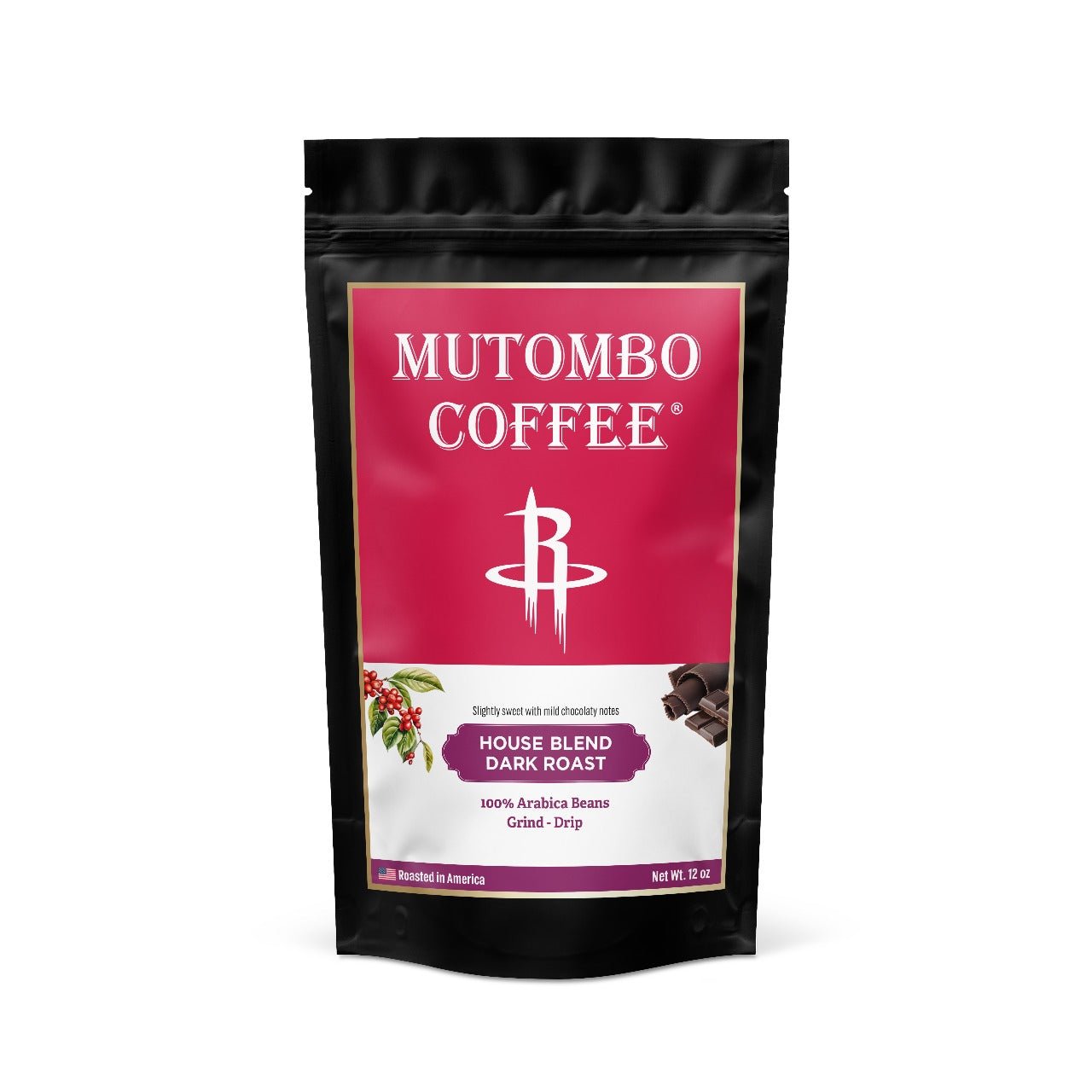 Mutombo Coffee House Blend Customized Houston Rockets 12 oz. Coffee Bags - Mutombo Coffee