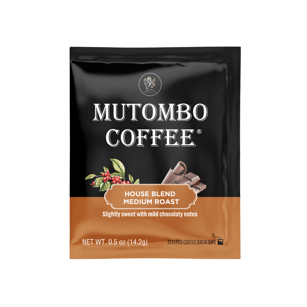 Mutombo Coffee | House Blend, Medium Roast | Steeped Bag, 8 count Coffee Sachet - Mutombo Coffee