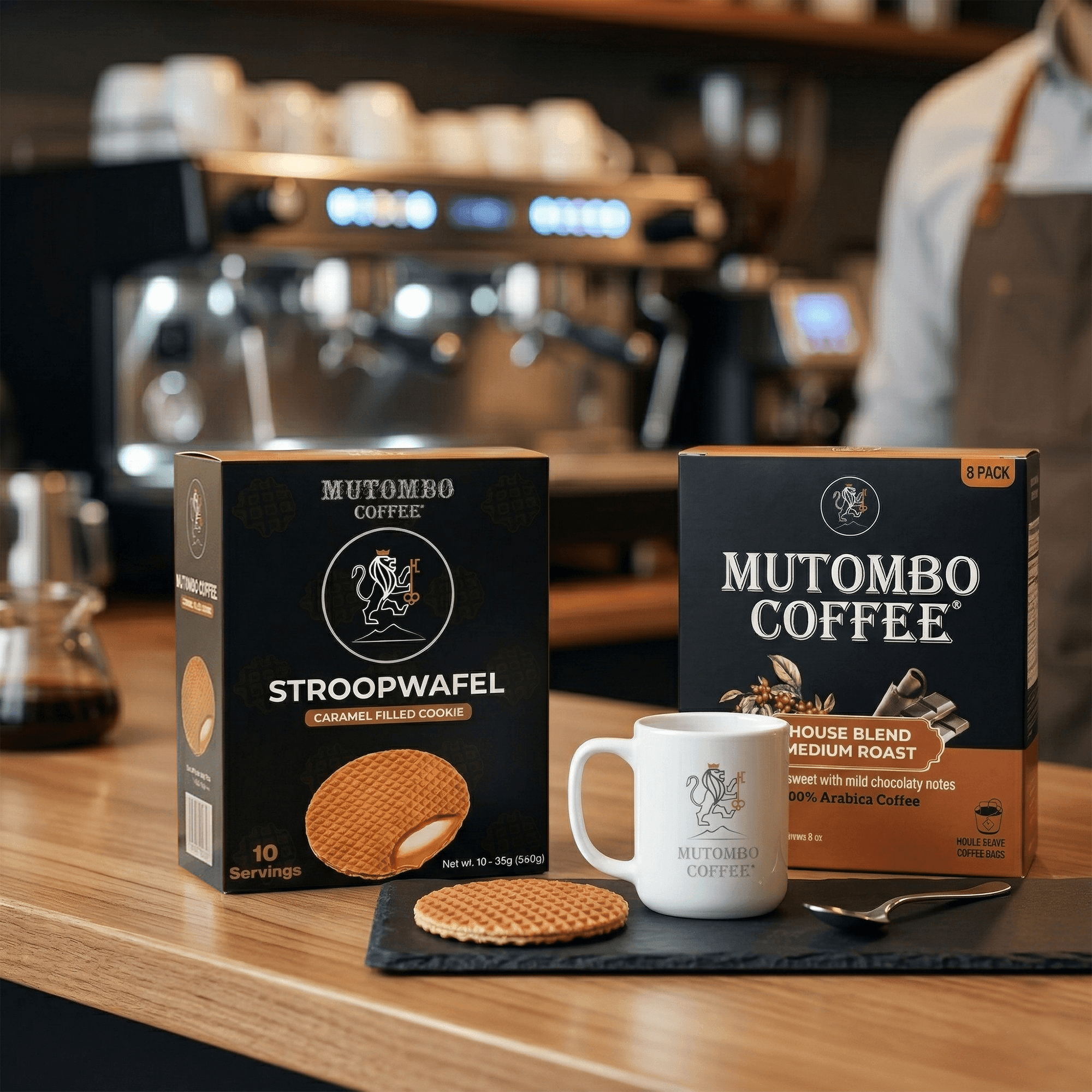 Mutombo Coffee Instant Sachets (8ct) & Stroopwafel 10ct Bundle - Mutombo Coffee