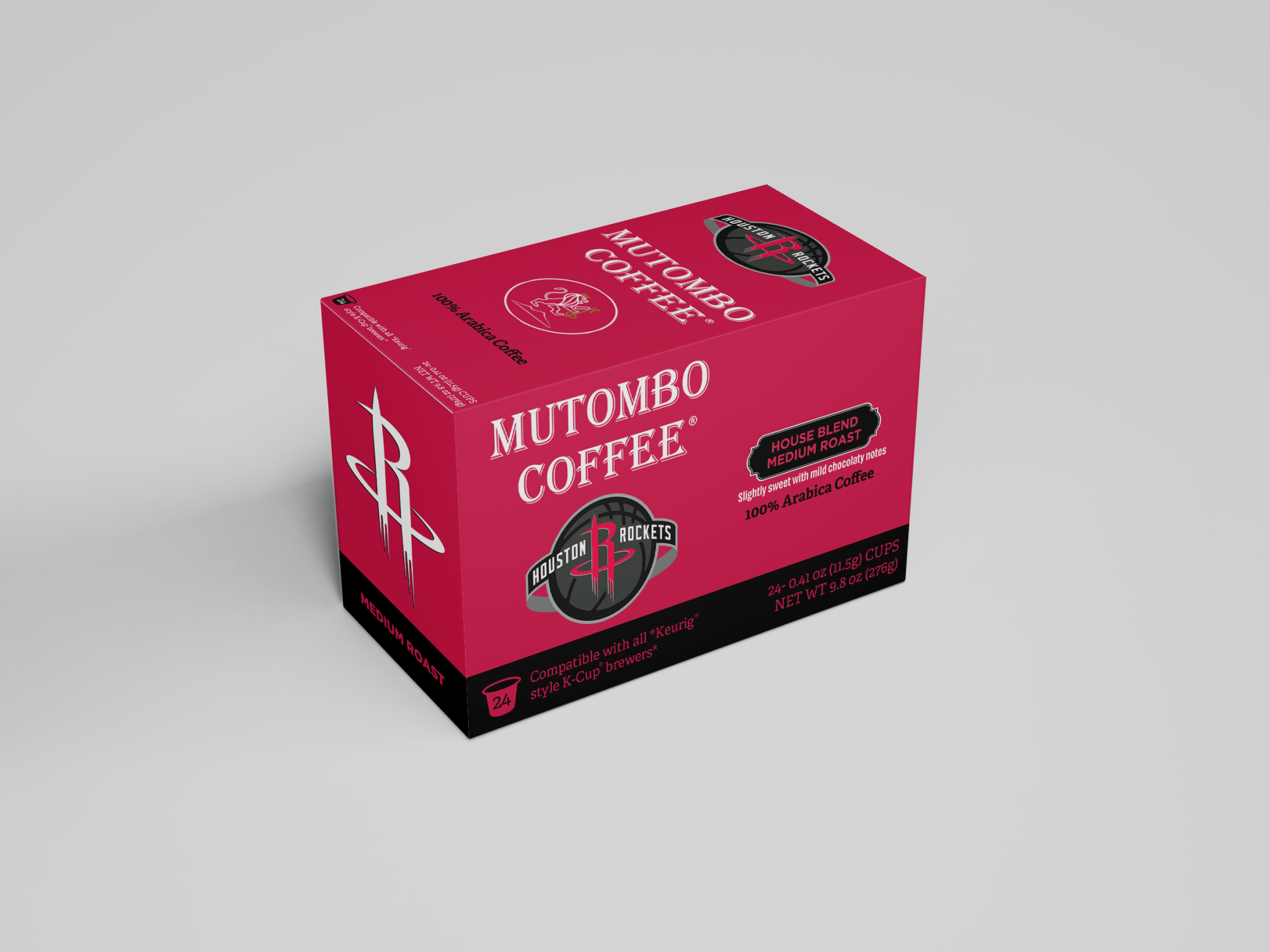 Mutombo Coffee x Houston Rockets Co - brandded 12 count K - cups box - Mutombo Coffee