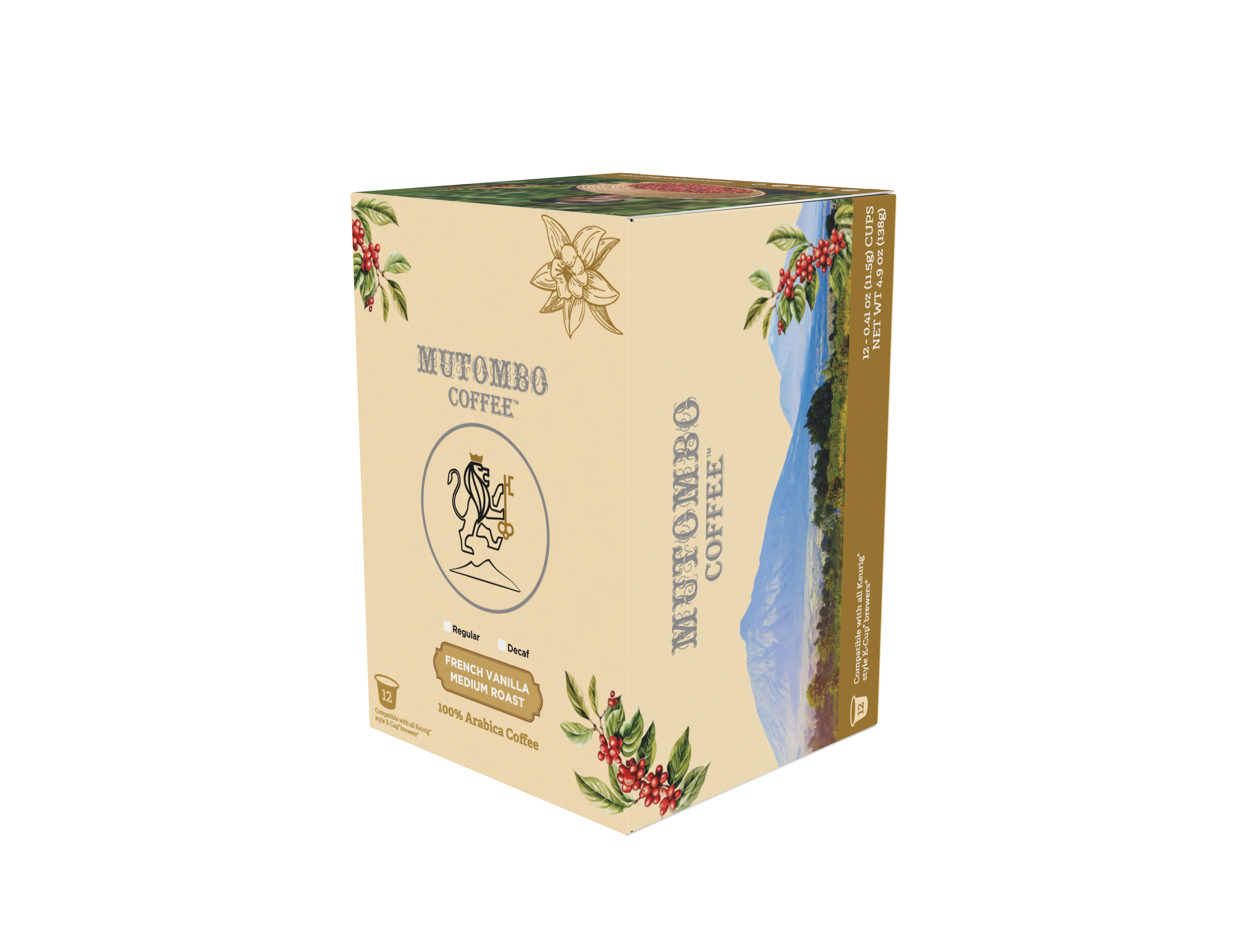 Mutombo Coffee | House Blend, French Vanilla Medium Roast, K Cups, 12 count
