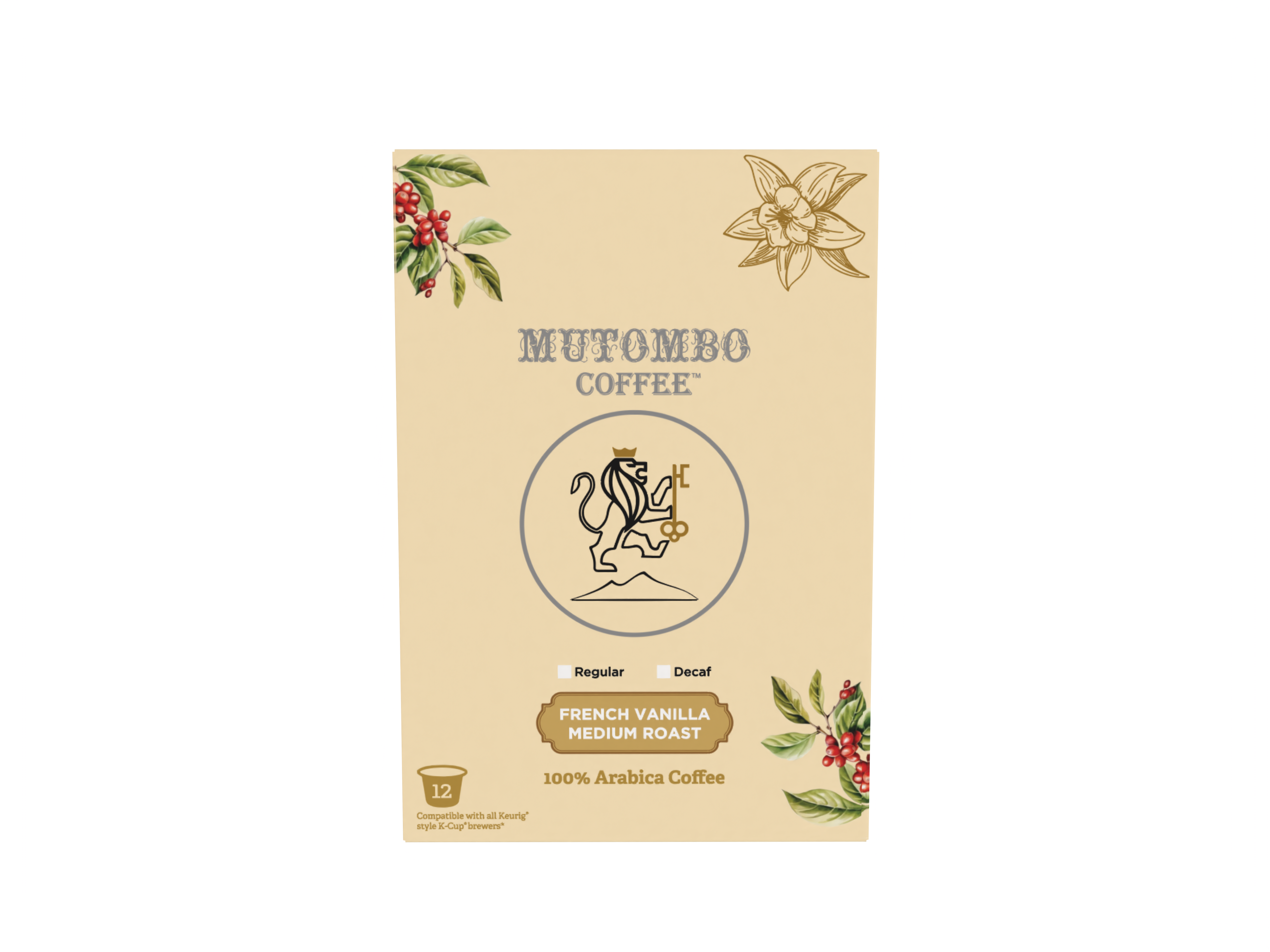 Mutombo Coffee | House Blend, French Vanilla Medium Roast, K Cups, 12 count