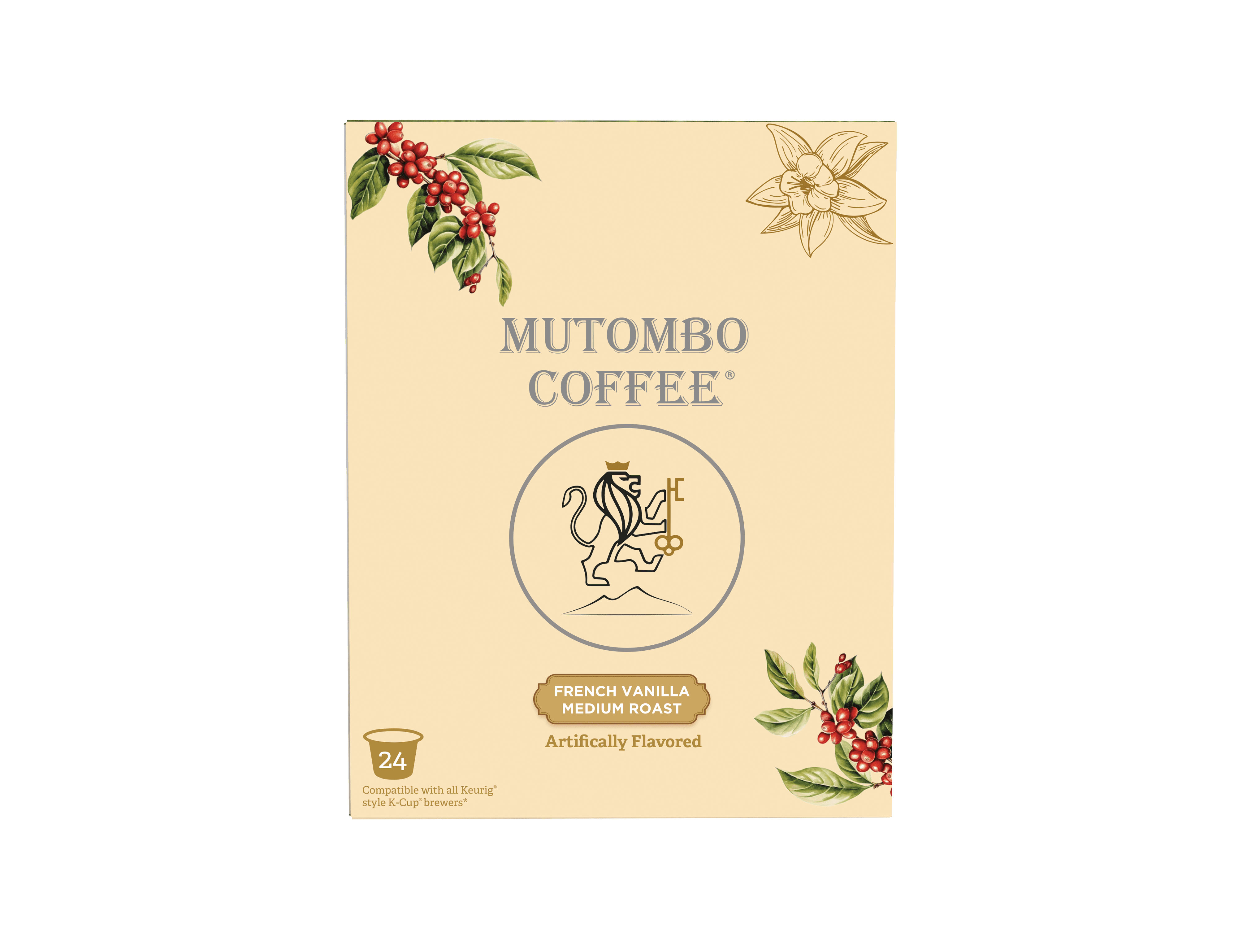 Mutombo Coffee | House Blend, French Vanilla Medium Roast, K Cups 12/24 Count