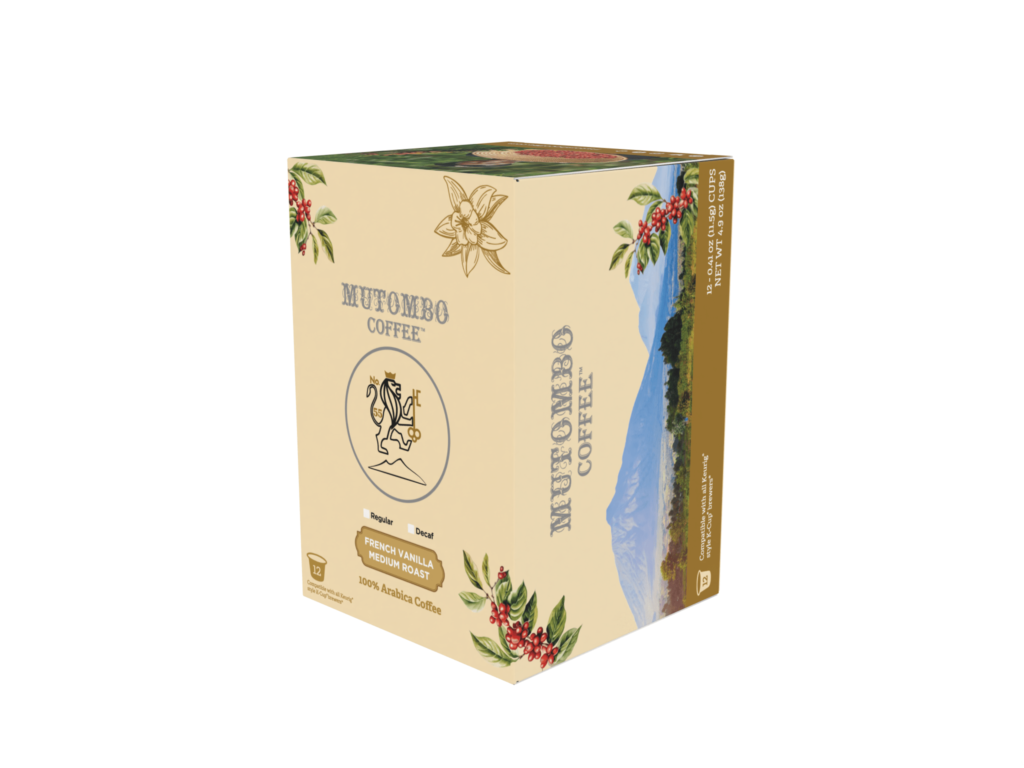 Case of Medium Roast, K - Cup Compatible - 1 Case = 6 Cartons of 12 Cups (72 Cups) - Mutombo Coffee