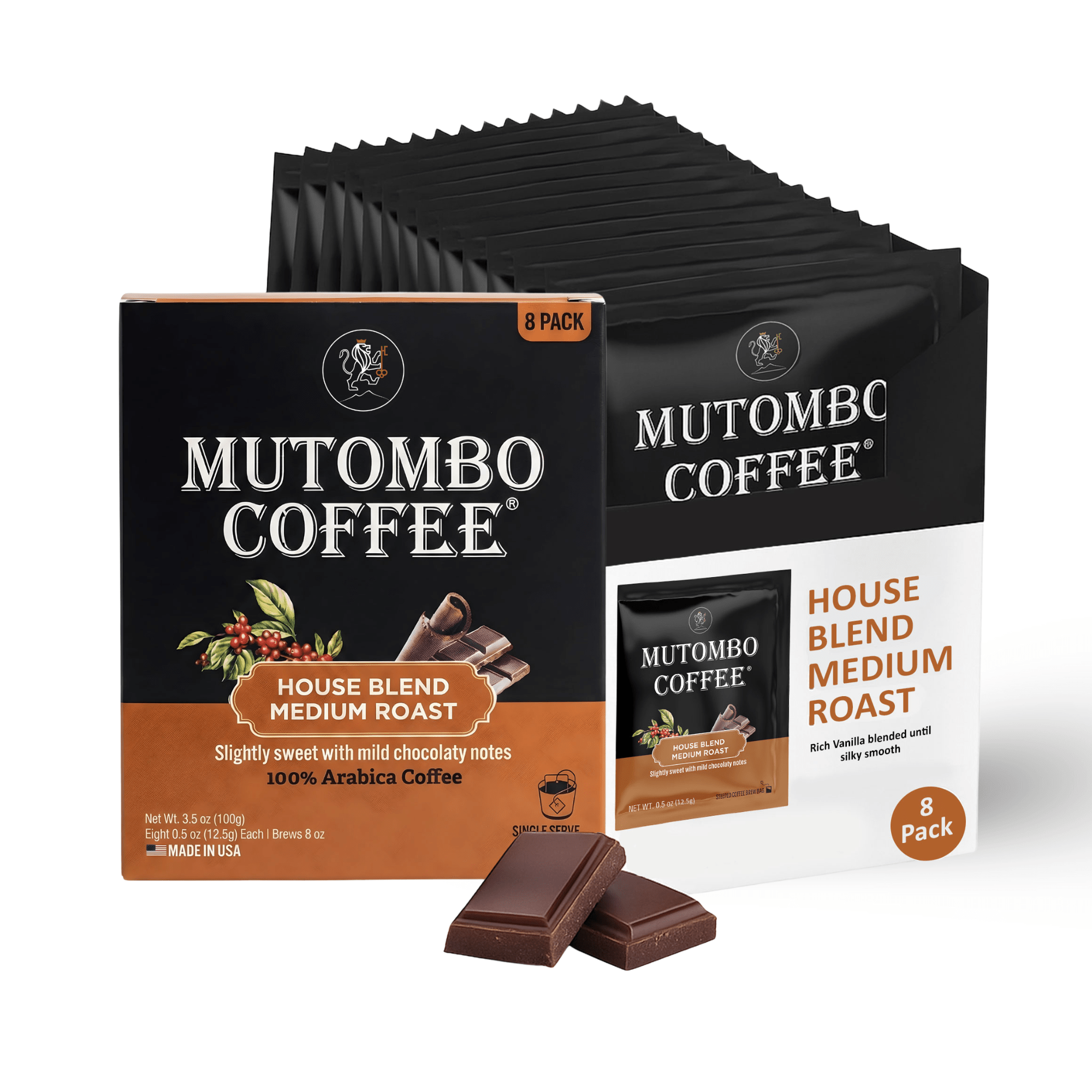 For Sample - Mutombo Coffee | House Blend, Medium Roast | Bag, 8 count Coffee Sachet - Mutombo Coffee