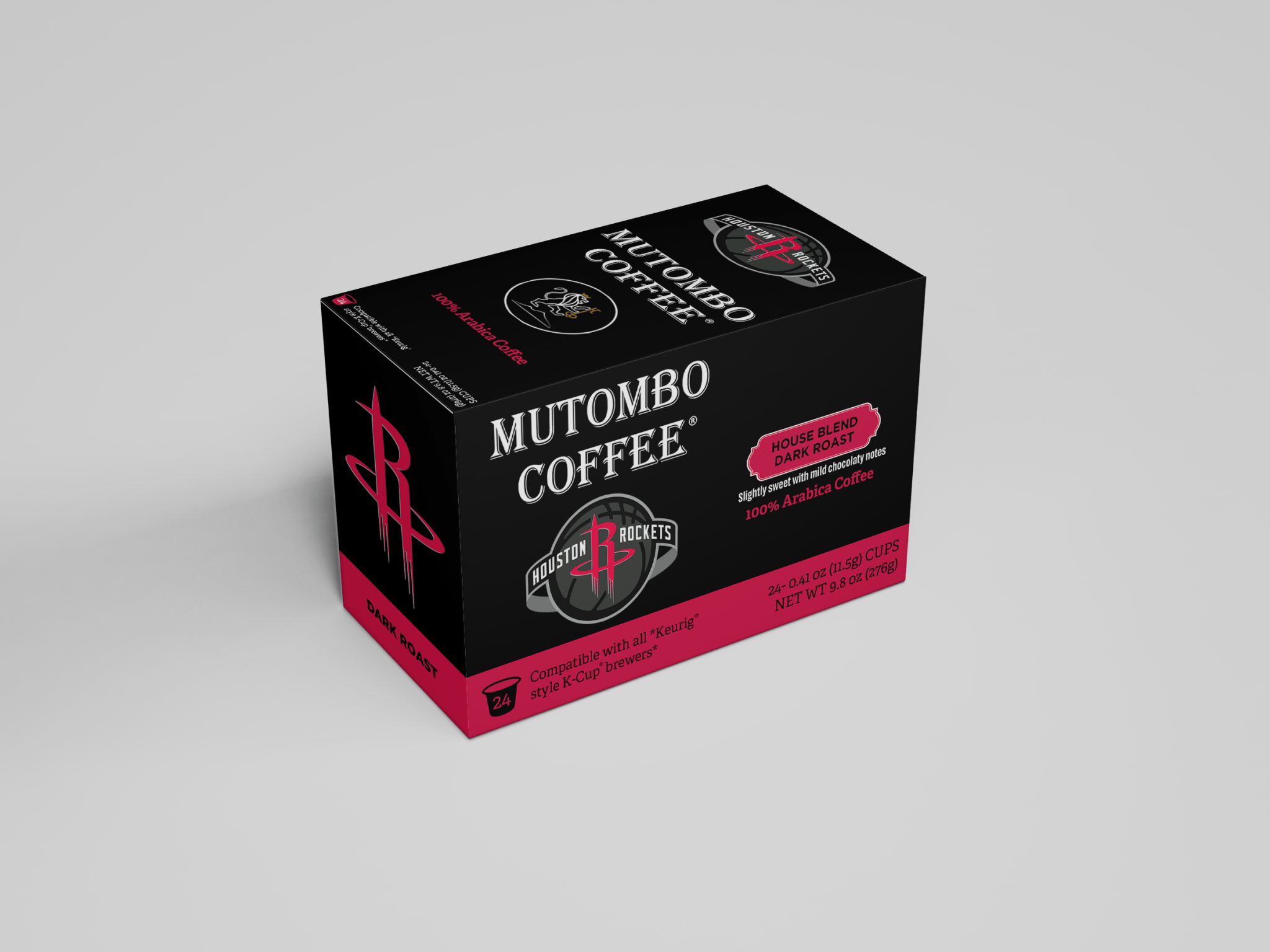 Mutombo Coffee x Houston Rockets Co - brandded 12 count K - cups box - Mutombo Coffee