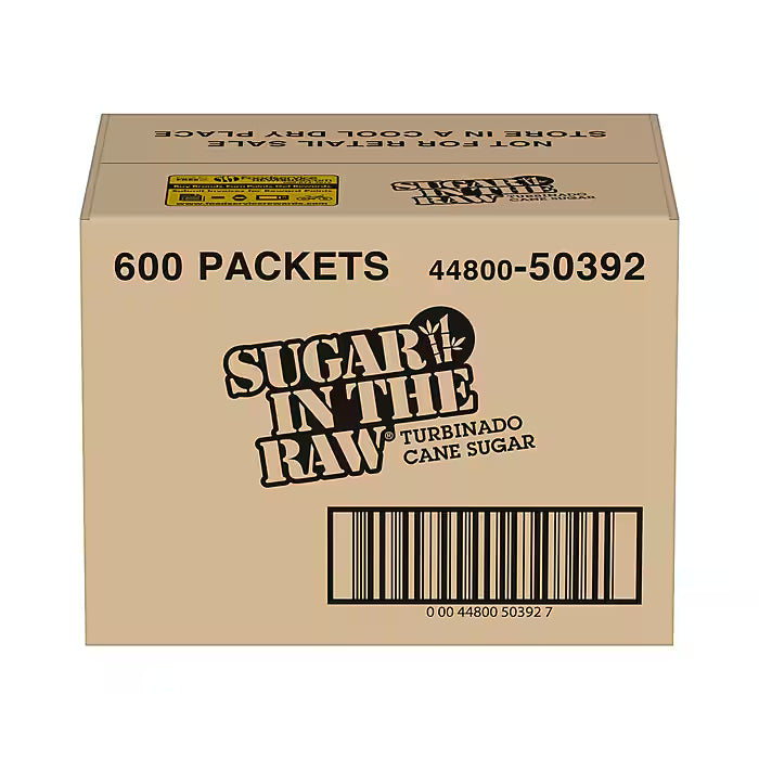 Raw Turbinado Sugar Packets – Single-Serve Cane Sugar for Coffee, 600 Count