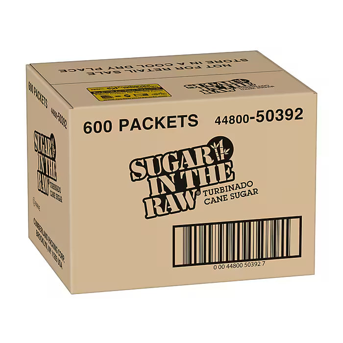 Raw Turbinado Sugar Packets – Single-Serve Cane Sugar for Coffee, 600 Count